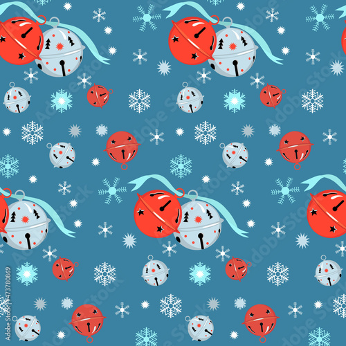 Christmas pattern of snowflakes and bells