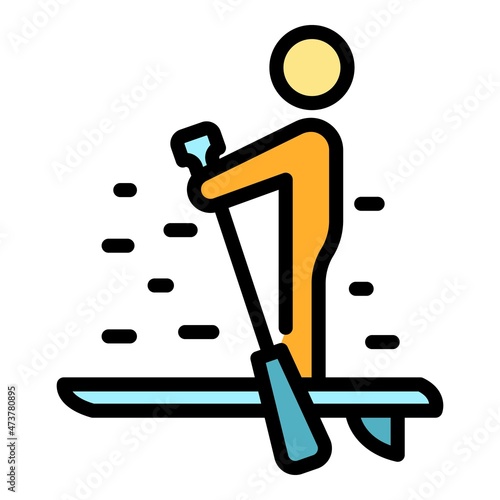 Silence sup surfing icon. Outline silence sup surfing vector icon color flat isolated
