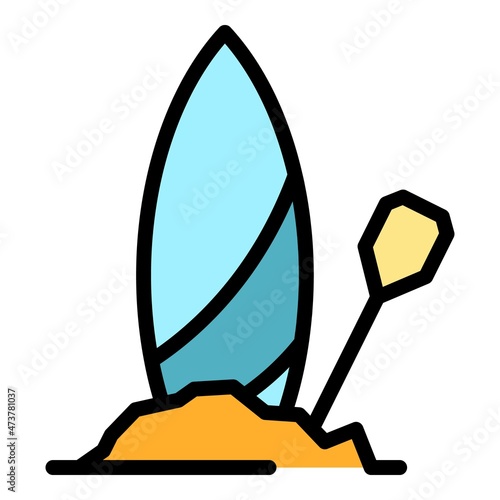 Sport sup surfing icon. Outline sport sup surfing vector icon color flat isolated