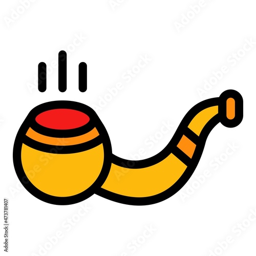 Accessory smoking pipe icon. Outline accessory smoking pipe vector icon color flat isolated