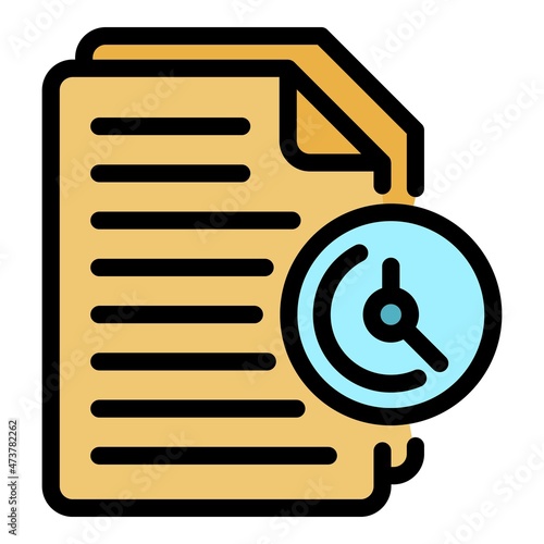 Fast exam test icon. Outline fast exam test vector icon color flat isolated