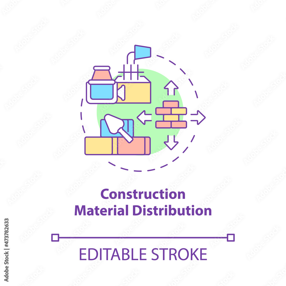 Construction materials distribution concept icon. Wholesale company business. Building supplies trade abstract idea thin line illustration. Vector isolated outline color drawing. Editable stroke