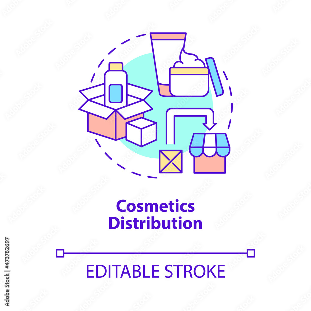 Cosmetics distribution concept icon. Beauty and healthcare products delivery. Wholesale business company abstract idea thin line illustration. Vector isolated outline color drawing. Editable stroke