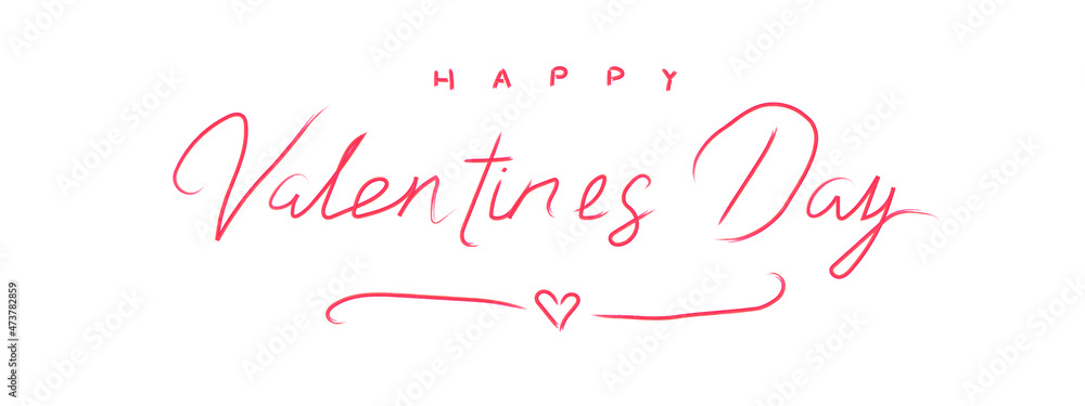 Banner. Happy Valentine's Day. Vector. Text . red heart on white