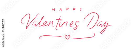 Banner. Happy Valentine's Day. Vector. Text . red heart on white