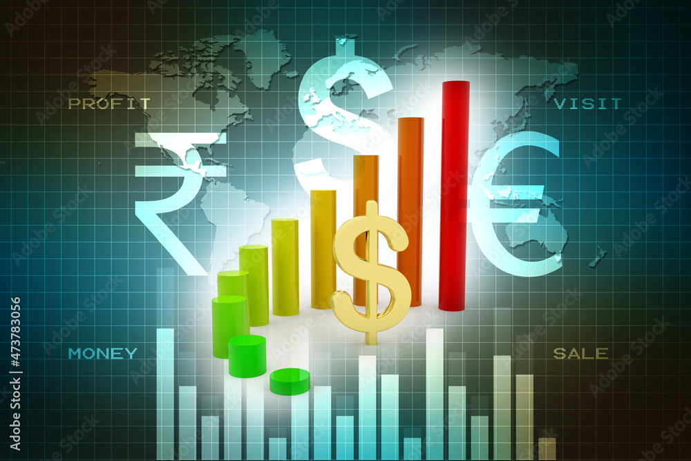 Dollar Financial Success Bar Chart Graph Growing Up 3d Render Illustration Dollar Financial Success Bar Chart Graph Growing Up 3d Render Illustration