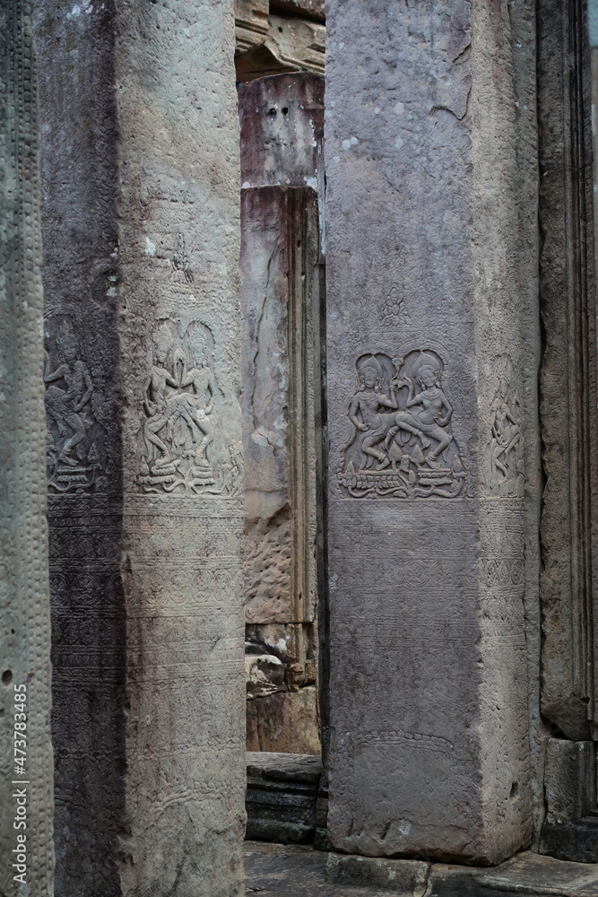 A surviving fresco of the ancient temple complex of Angkor Wat. A surviving fresco of the ancient temple complex of Angkor Wat.