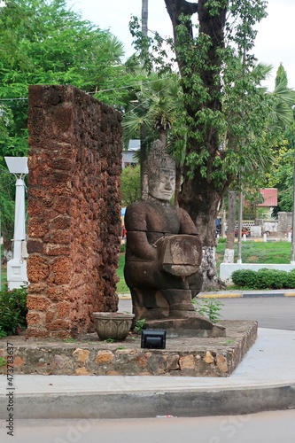 Extant statue of the ancient temple complex of Angkor Wat.