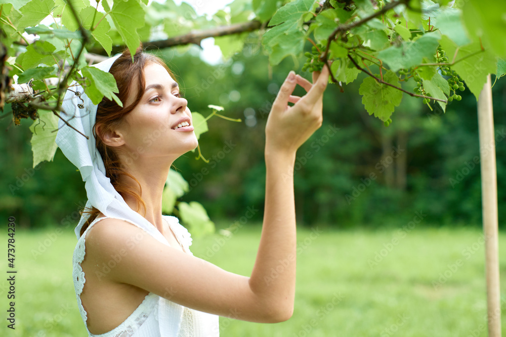 Woman in white dress countryside village nature ecology Woman in white dress countryside village nature ecology