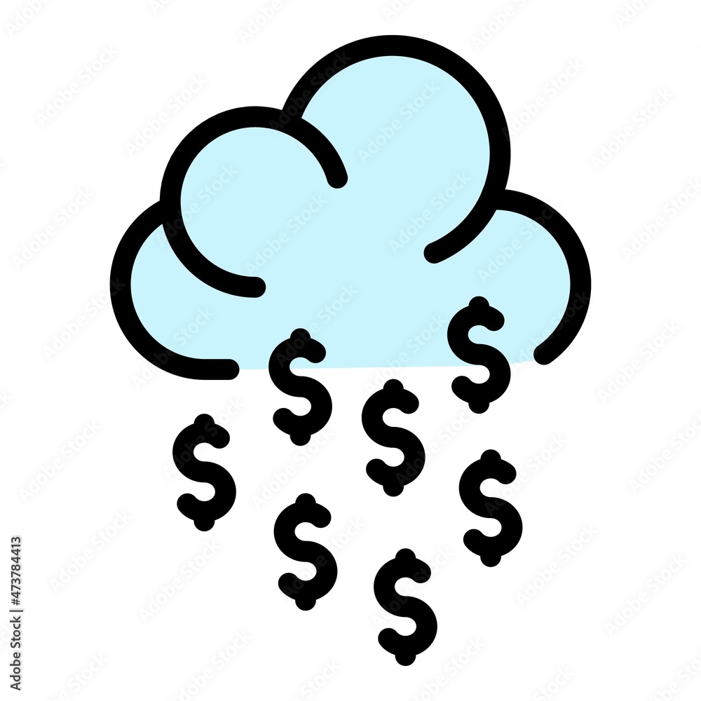 Money cloud icon. Outline money cloud vector icon color flat isolated Money cloud icon. Outline money cloud vector icon color flat isolated