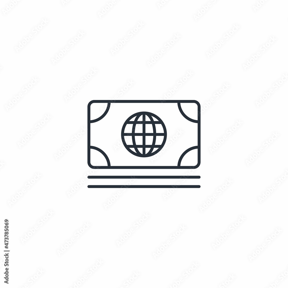 International payments, currency exchange, transfers. Vector linear icon isolated on white background. International payments, currency exchange, transfers. Vector linear icon isolated on white background.