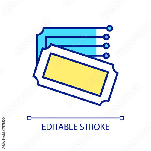 E-tickets RGB color icon. Comfortable service to customer. Ordering public transport tickets online. Electronic tickets. Isolated vector illustration. Simple filled line drawing. Editable stroke