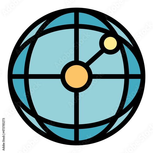 Global network icon. Outline global network vector icon color flat isolated