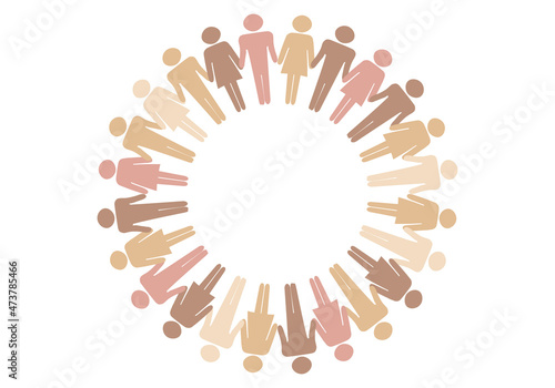 Personas unidas en un círculo por la igualdad.