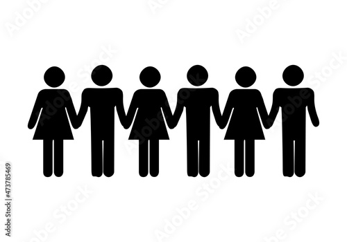 Icono negro de personas dadas de la mano.