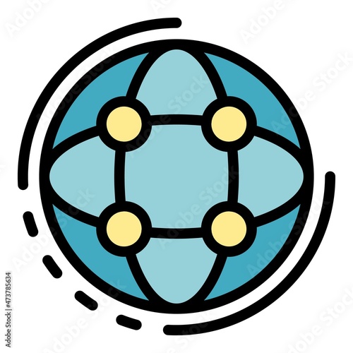 Interaction global network icon. Outline interaction global network vector icon color flat isolated