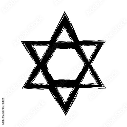 Silhouette of star of David. Religious sign. Judaism. Symbol of Israel.