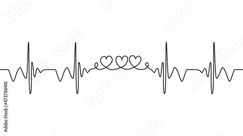 love lettering heartbeat design positive motivational optimist heart love.