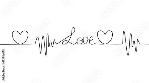 love lettering heartbeat design positive motivational optimist heart love.