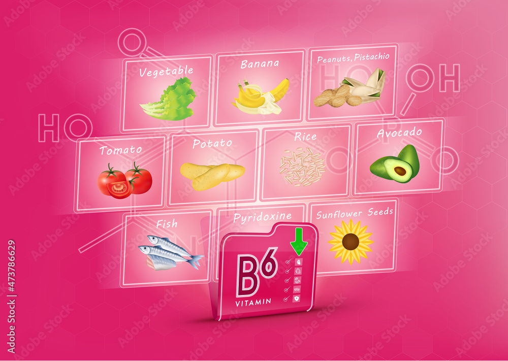 Folder collect vitamin B6 range. There is a screen projecting out pictures of fruits and
