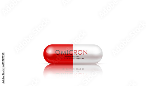 Medication of antiviral capsule (medicine drug) for treatment and prevention of new corona virus infection COVID-19 coronavirus or SARS-CoV-2 Omicron. Medical and scientific concepts. 3D Vector.