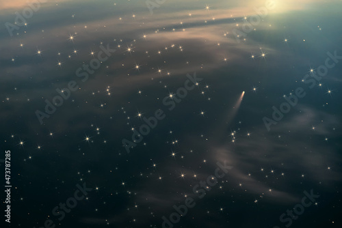 background stars tracks comet deep space