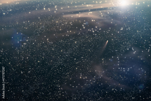 background stars tracks comet deep space