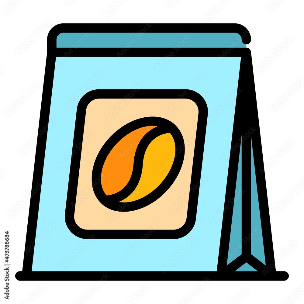 Coffee package icon. Outline coffee package vector icon color flat isolated Coffee package icon. Outline coffee package vector icon color flat isolated