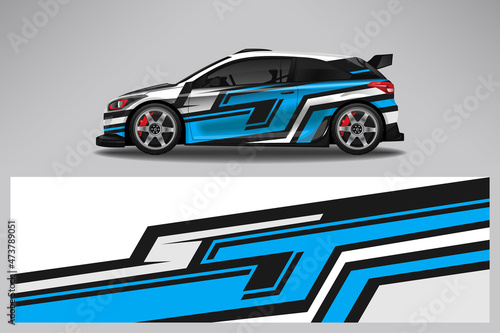 Car wrap design race livery vehicle vector. Graphic stripe racing background kit designs for vehicle, race car, rally, adventure and livery