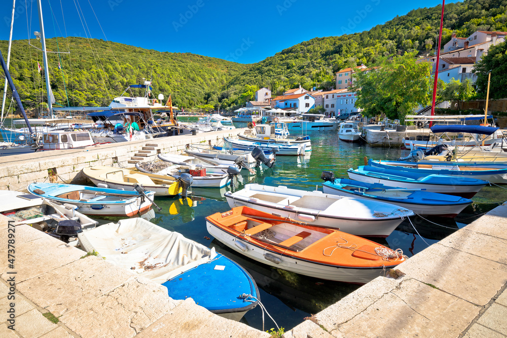 Tourist village of Valun on Cres island waterfront view