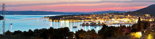 Canvastavla Town of Cres bay evening panoramic view, Island of Cres