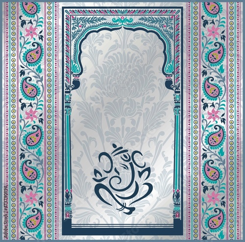 Ganesha, wedding card, royal Rajasthan, India	