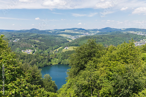 Gemundener Maar lake and surrounding landscape