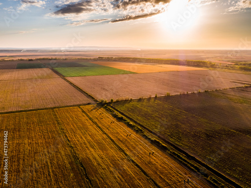 Agricultural fields during sunset, Vojvodina, Serbia