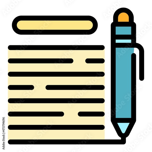 Student writing icon. Outline student writing vector icon color flat isolated