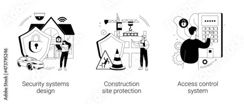 Security solutions abstract concept vector illustrations.