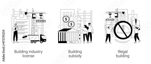 Construction permit abstract concept vector illustrations. photo