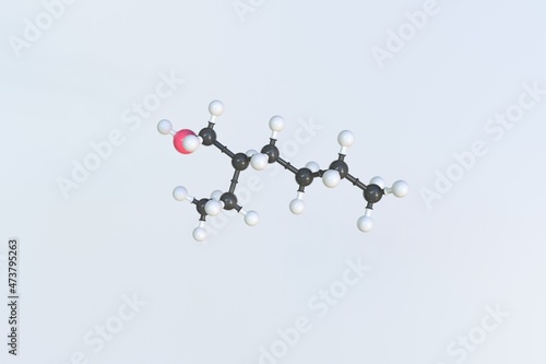 2-ethyl-1-hexanol molecule. Isolated molecular model. 3D rendering photo