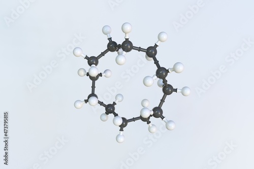 Cyclododecane molecule, scientific molecular model, looping 3d animation