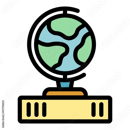 School globus icon. Outline school globus vector icon color flat isolated