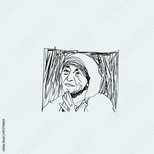 Calcutta India Nun warrior for humanity sketch photo
