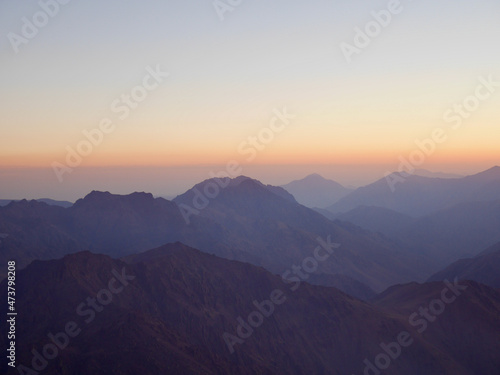 Breathtaking view from the top of Djebel Toubkal, North Africa's highest mountain, at sunrise. Morocco. © Maleo Photography