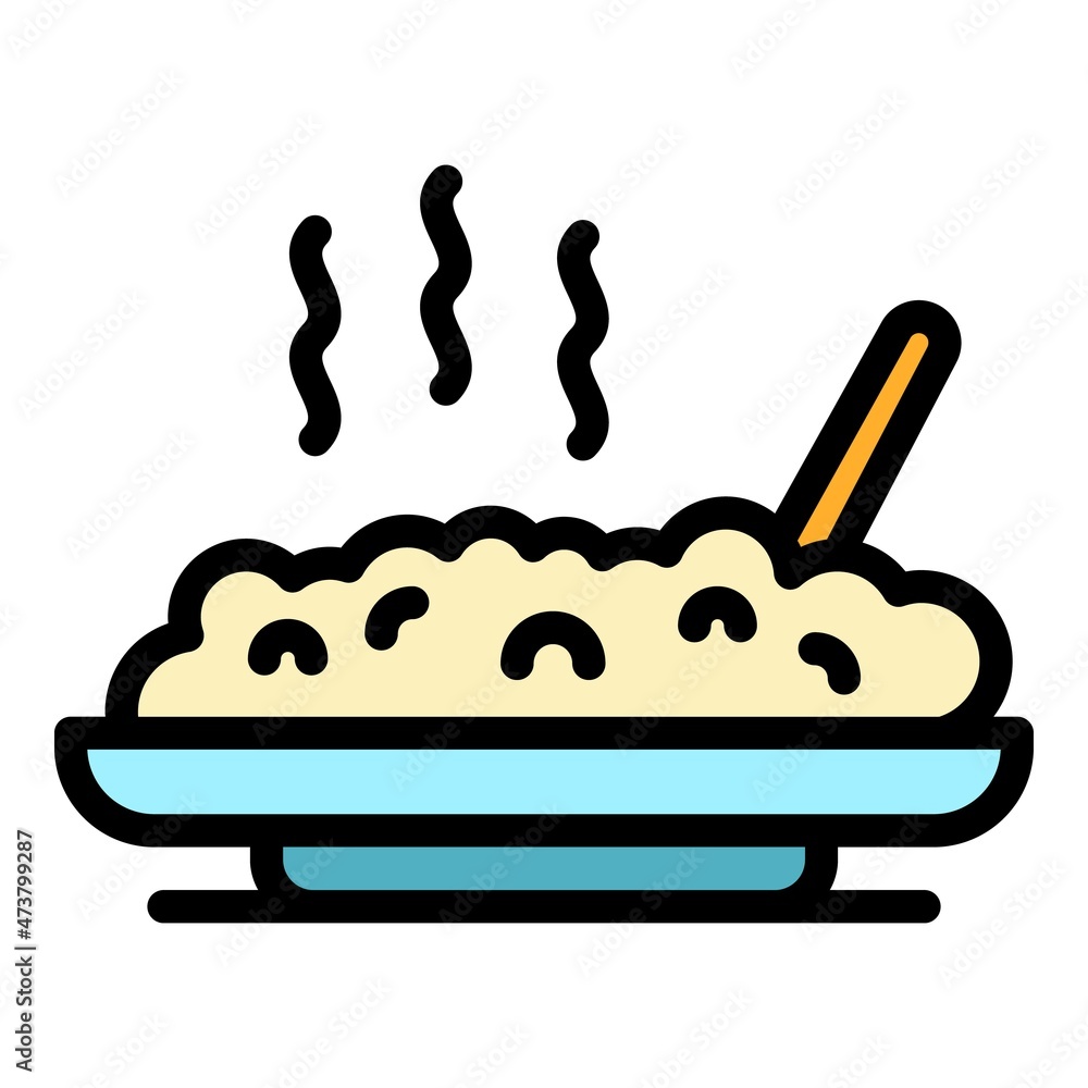 Hot rice icon. Outline hot rice vector icon color flat isolated Hot rice icon. Outline hot rice vector icon color flat isolated