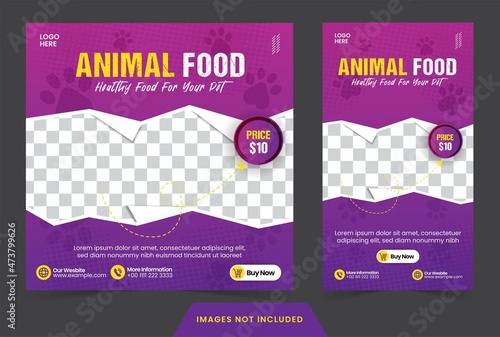 Social media post animal food baner or flyer with modern style template 