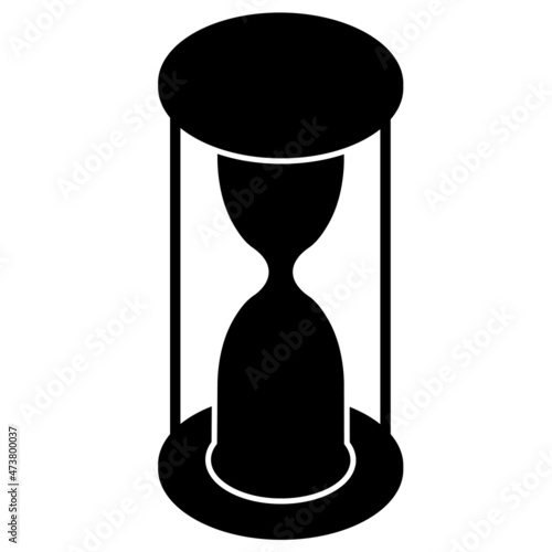 Isometric hourglass silhouette isolated on white. A device for accurate measurement of time. Website icon.