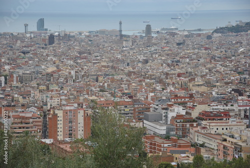 Aerial Panorama view of Barcelona city