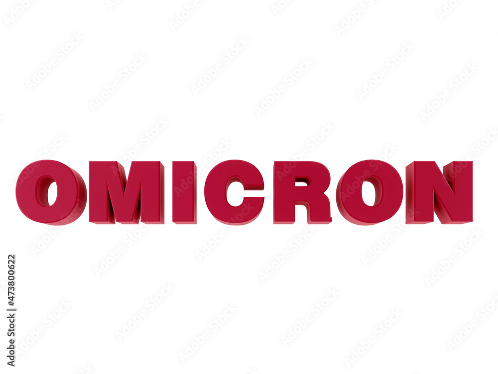 Coronavirus new stamp omicron sign isolated on white. Virus Covid-19. 3d Rendering Coronavirus new stamp omicron sign isolated on white. Virus Covid-19. 3d Rendering
