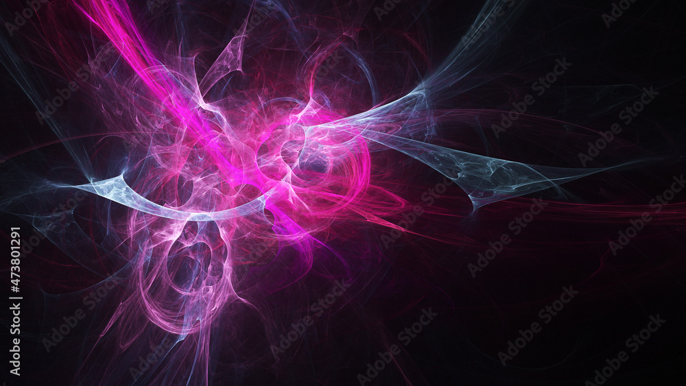 Obraz premium Abstract colorful pink fiery shapes. Fantasy light background. Digital fractal art. 3d rendering.