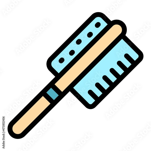 Feet brush icon. Outline feet brush vector icon color flat isolated