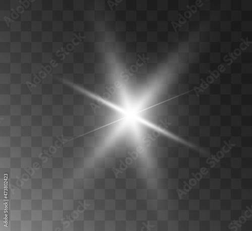 Transparent white sunlight special lens flash light effect. Front solar flare lenses. Vector